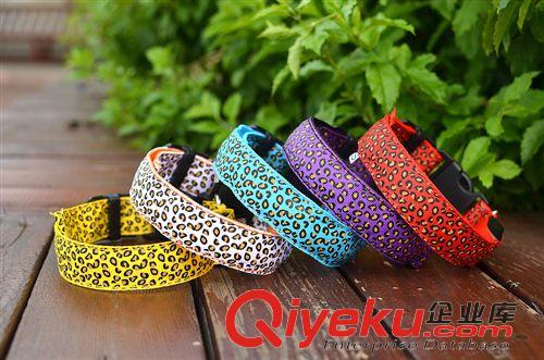 寵物牽引工具/訓狗用品 OEM廠家定做 LED發光寵物項圈 夜光項圈 豹紋閃光寵物帶 促銷用品原始圖片3