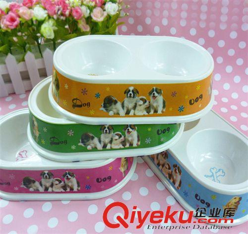 寵物日用品 【伙拼】波波 BOBO 環(huán)保竹纖維寵物方口雙碗 寵物碗 寵物用品批發(fā)