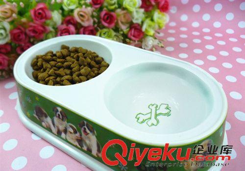 寵物日用品 現(xiàn)貨供應(yīng) 雙口寵物碗 塑料寵物食盆 飲水飯碗 兩用食盆 tj批發(fā)原始圖片2