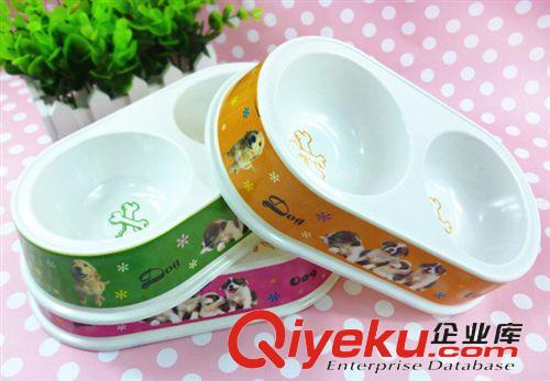 寵物日用品 現(xiàn)貨供應(yīng) 雙口寵物碗 塑料寵物食盆 飲水飯碗 兩用食盆 tj批發(fā)原始圖片3