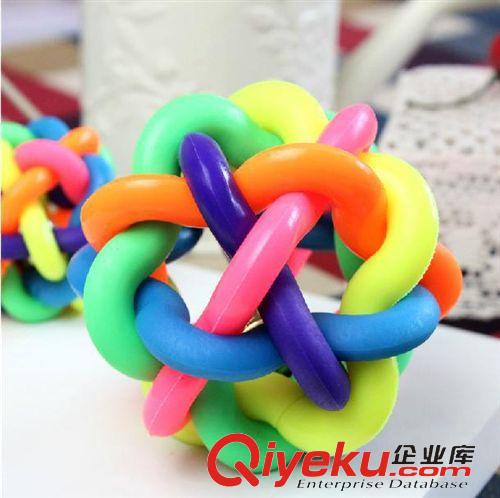 寵物玩具 狗狗玩具批發(fā) 塑膠七彩響鈴麻花球\寵物玩具\小型犬狗狗玩具 中號原始圖片2