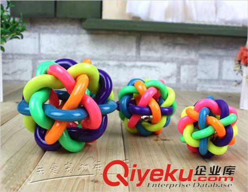 貓狗玩具 彩虹球1號  寵物七彩鈴鐺球 編織球 彩色發(fā)聲球 狗狗玩具原始圖片3