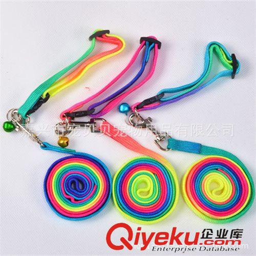 寵物牽引繩 專業批發 七彩尼龍頸帶牽引繩 寵物牽引繩狗繩牽引帶小號原始圖片3