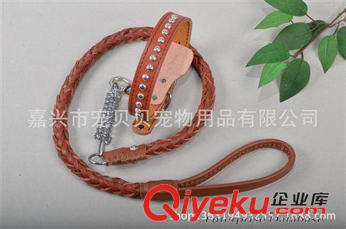 寵物牽引繩 大型德牧狗鏈牛皮狗鏈zp牽引繩牛皮狗繩寵物狗脖用品批發(fā)原始圖片3