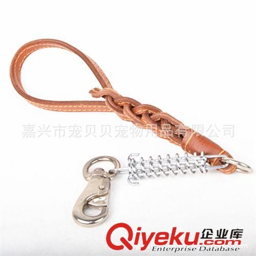 寵物牽引繩 廠家直銷優(yōu)質(zhì)真牛皮寵物狗帶緩沖器牽引繩牛皮牽引繩寵物用品原始圖片2