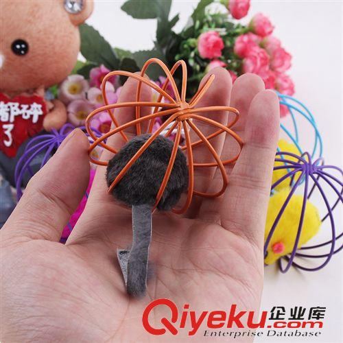 皮皮淘-喵星人專區 寵物貓玩具 籠中鼠玩具 貓抓球 球形玩具 含兔毛老鼠