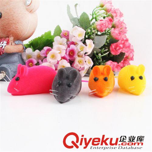 皮皮淘-喵星人專區 現貨批發寵物用品 貓用搪膠發聲植絨老鼠 6*2.5cm