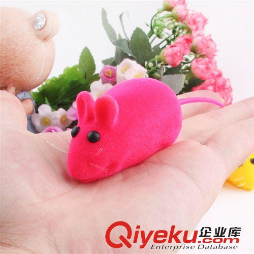 皮皮淘-喵星人專區 現貨批發寵物用品 貓用搪膠發聲植絨老鼠 6*2.5cm