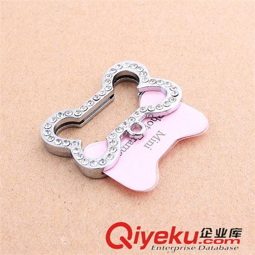 皮皮淘-訓(xùn)導(dǎo)系列 批發(fā)皮皮淘鑲鉆高級骨頭型寵物牌 不銹鋼骨頭寵物掛件狗牌 大號原始圖片3