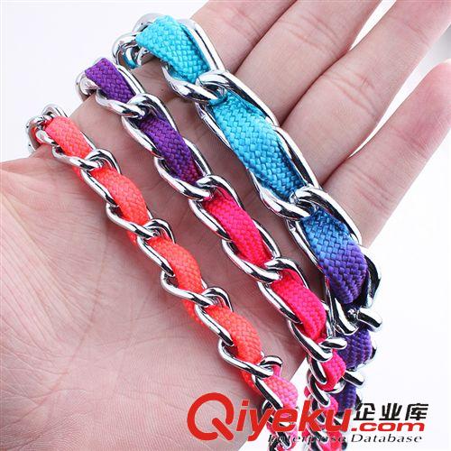 金熊貓牽引系列 現(xiàn)貨批發(fā)高品質(zhì) 金熊貓彩虹鏈頸鏈七彩寵物牽引繩 3款大小原始圖片3