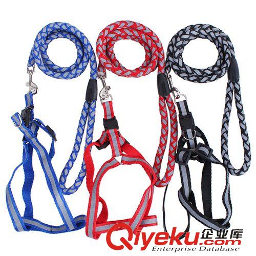 皮皮淘牽引系列 中大型犬牽引繩 zp編織帶脖套+彈簧牽引繩 2*120cm 寵物用品批