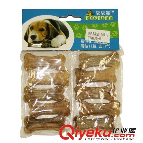皮皮淘-寵物零食系列 妙寵批發 皮皮淘品牌2寸寵物本色牛皮壓骨 磨牙小狗咬膠 10支裝
