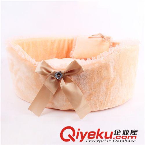 品牌專區 現貨批發 皮皮淘 圓形蕾絲邊蝴蝶結狗窩 送枕頭 49*43*20cm原始圖片3