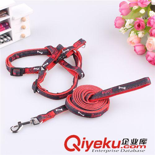 2015年3月新品 廠家直銷 寵物用品 狗鏈 狗繩 寵物牛仔牽引繩胸背帶原始圖片2