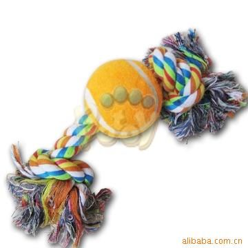 棉結(jié)骨Cotton Bone 寵物用品帶球棉節(jié)骨tennis+rope knot toy