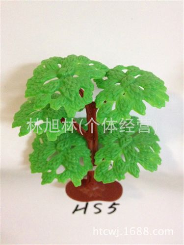 配件系列 热销玩具配件迷你树仿真植物厚叶树 塑料树5片厚叶树HS5(J29)