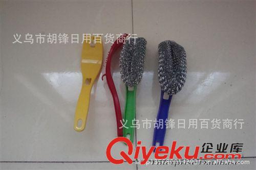 清潔刷、鋼絲球 江湖產(chǎn)品 地?cái)偀豳u 塑料手柄裝置清潔球刷 鋼絲球帶手柄清潔球刷
