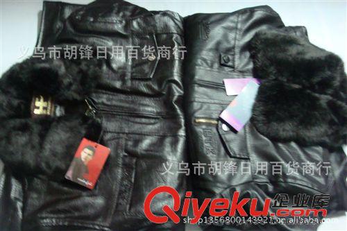 男式PU皮衣 冬季中老年男士保暖水洗皮 pu皮衣 毛領 立領加厚皮衣原始圖片3