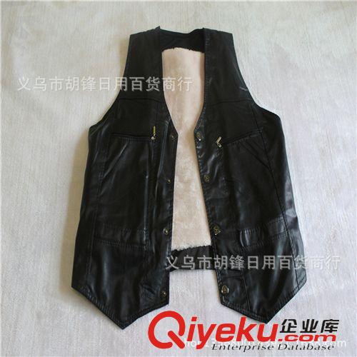 男式休閑馬甲 跑江湖男裝皮馬甲冬季加厚加絨保暖皮背心中老年防寒馬夾男式休閑原始圖片3