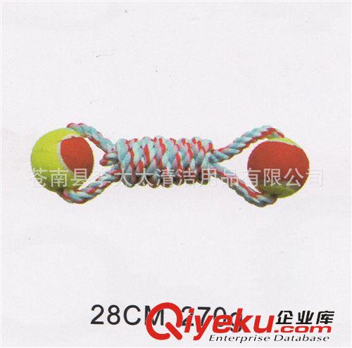 寵物用品 寵物清潔牙齒 寵物棉繩結雙網球啃咬型 狗用品互動型網球來圖加工原始圖片2