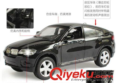 合金金屬玩具 合金汽車模型 1:30回力車模仿真寶馬X6 3開門帶等光 3音樂原始圖片2