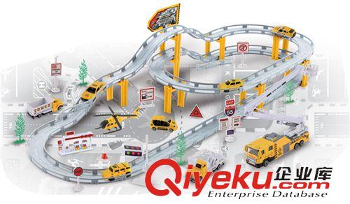 合金金屬玩具 熱賣大號電動城市軌道車合金車模套裝消防系列電動積木軌道車原始圖片2