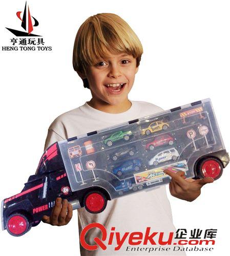 2月份爆款 全網{zd0}zp手提汽車模型玩具車益智玩具貨柜車帶合金車大托車