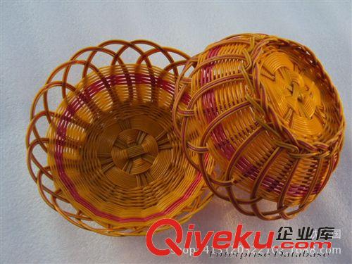 塑料盆類 五元 碗形水果籃塑料手編水果籃仿藤編織收納筐禮品籃