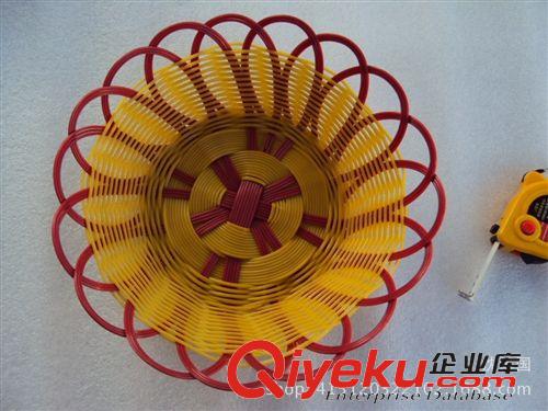 塑料盆類 五元 碗形水果籃塑料手編水果籃仿藤編織收納筐禮品籃原始圖片2
