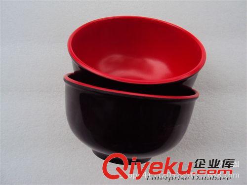 碗  湯盤 小勺子 多元精品 米飯湯碗 5005密胺碗雙色紅黑碗特厚 加深碗批發義烏原始圖片3