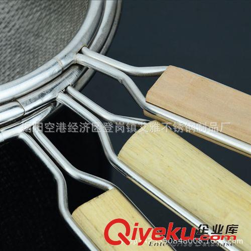 網漏、油格 超大加粗加密不銹鋼木柄線漏木柄鋼絲籬大漏勺炸喱濾網面條油渣撈原始圖片3