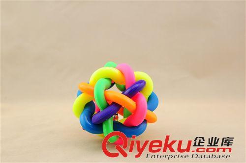 益智玩具 寵物玩具 七彩鈴鐺編織 橡膠球 貓狗玩具球 響鈴?fù)婢咴紙D片3