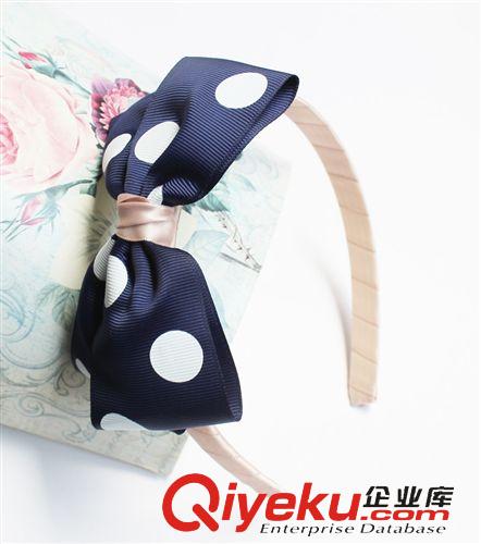 發(fā)箍headband YOKI兒童飾品 {zx1}爆款明星寶寶偏愛寶藍(lán)大白點(diǎn)蝴蝶頭箍 40907原始圖片2