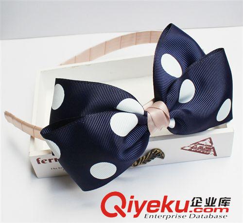 發(fā)箍headband YOKI兒童飾品 {zx1}爆款明星寶寶偏愛寶藍(lán)大白點(diǎn)蝴蝶頭箍 40907原始圖片3