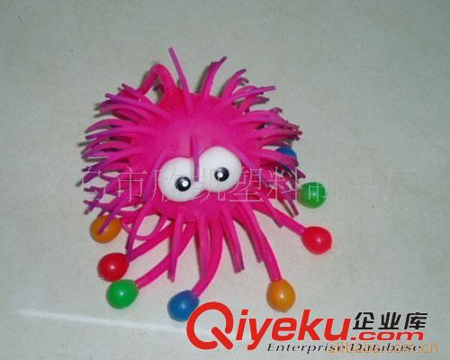 海膽球、八爪魚、吹氣魚 供應毛毛球/TPR毛毛球-5寸長毛八爪魚毛毛球原始圖片2