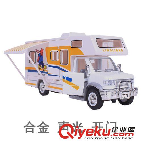 非遙控、電動玩具 伶俐寶7976 合金房車模型玩具 聲光回力開門 DIY玩具 合金車模原始圖片2
