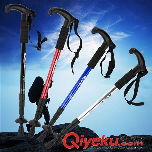多功能登山杖 彎柄登山杖 四節(jié)登山杖 6061鋁合金健走手杖 老人拐仗 阿布達(dá)zp原始圖片2