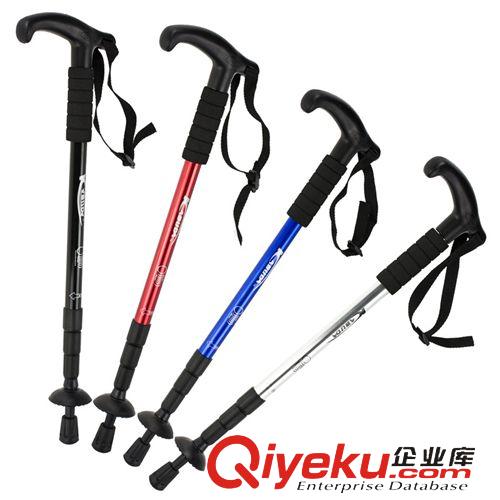 多功能登山杖 彎柄登山杖 四節(jié)登山杖 6061鋁合金健走手杖 老人拐仗 阿布達(dá)zp原始圖片3