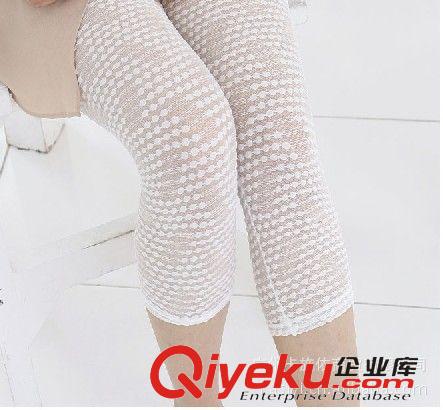 韓國打底褲系列 夏季韓國進口打底褲批發女褲蕾絲透肉七分褲超薄7分打底褲7F31原始圖片2
