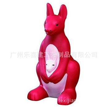 热销产品 乐喜建厂家直销：PU卡通袋鼠玩具  拳击手卡通袋鼠 PU仿真动物