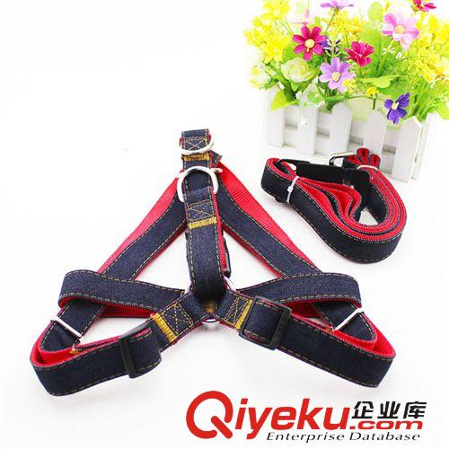 2014年11月新品 寵物用品 牽引繩 寵物牛仔牽引繩牛仔胸背套狗繩子中大型犬鏈通用原始圖片2