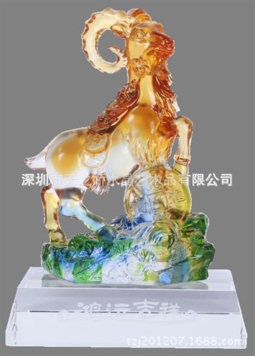 新品羊擺件 精美古法琉璃羊擺件 琉璃羊動物禮品 羊年吉祥三羊開泰 zp