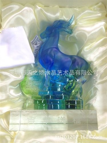 新品羊擺件 新款脫臘琉璃羊擺件，吉祥送福，三羊開泰琉璃羊工藝品開業(yè)禮品