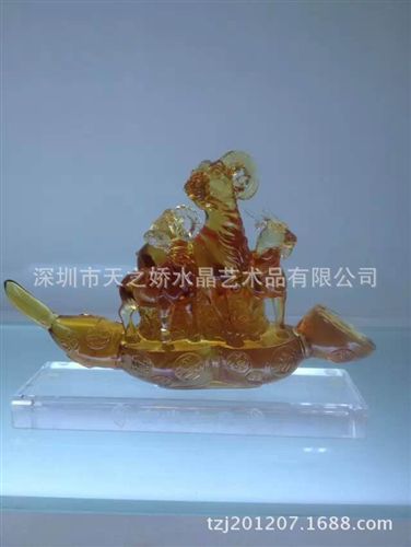 新品羊擺件 古法琉璃新品批發(fā)定制富貴如意琉璃擺件 三羊開泰琉璃羊 會(huì)議禮品原始圖片3
