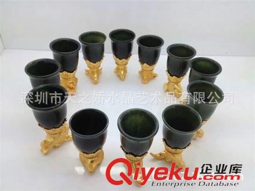 酒具系列擺件 鍍真金和田玉白酒杯 十二獸首玉酒杯 gd家居擺件 精品禮品套裝原始圖片2