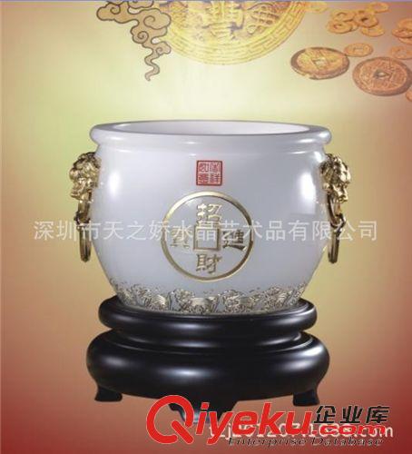 玉石產(chǎn)品 創(chuàng)意開業(yè)慶典禮品 四方納財金玉擺件 聚寶盆家居商務禮品白玉擺件