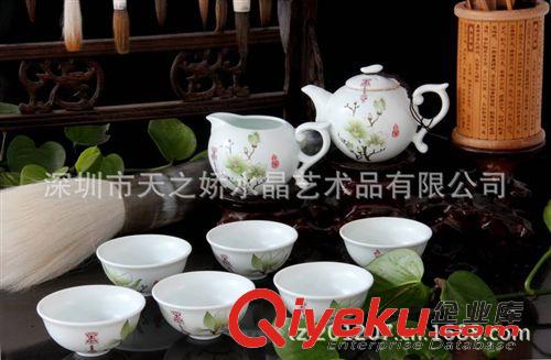 陶瓷產品 供陶瓷工藝品定窯茶具套裝 丹鳳朝陽之淺綠 白蘭花 梅花家居擺件