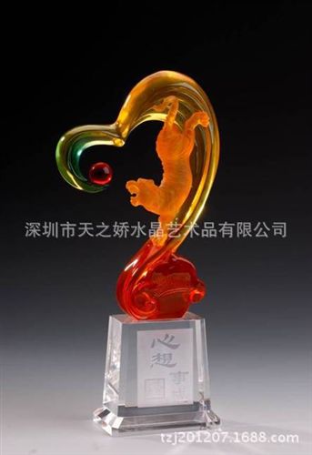 树脂产品 批发定制水琉璃呈祥圆满、圆梦宝印、心想事成贺岁礼品 商务摆件