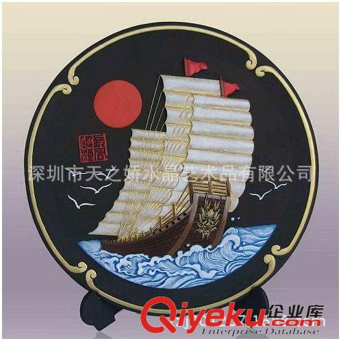 炭雕产品 供应炭雕松鹤延年摆件 百年好合圆盘 乘风破浪圆盘摆件商务礼品