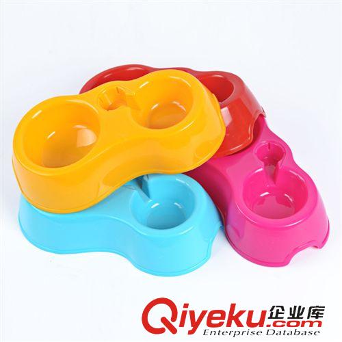 寵物食具 寵物用品狗狗食具KLF帶塑料插孔雙碗狗碗寵物硅膠碗一件代發(fā)原始圖片2